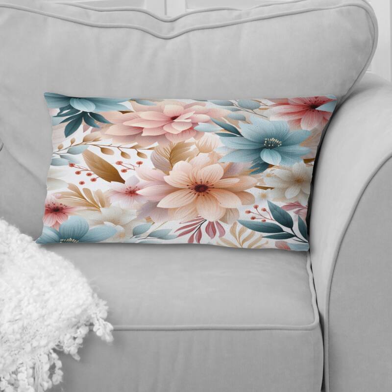 Designart "Pastel Bohemian Flowers Pattern" Floral Printed Throw Pillow - 12 x 20