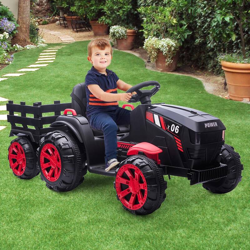 12V Kids Ride On Tractor with Trailer