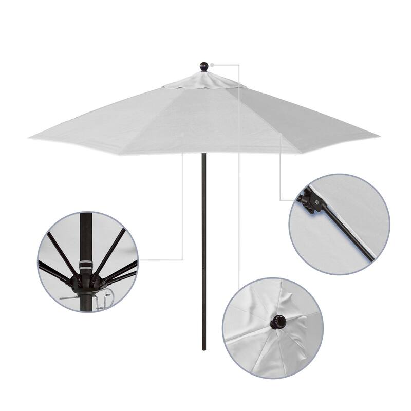 California Umbrella 9' Rd. Aluminum Frame, Fiberglass Rib Market Umbrella, Push Open, Bronze Finish, Pacifica Fabric