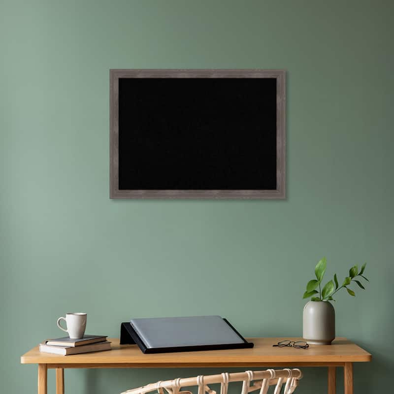 Pinstripe Lead Grey Wood Framed Black Corkboard Bulletin Board