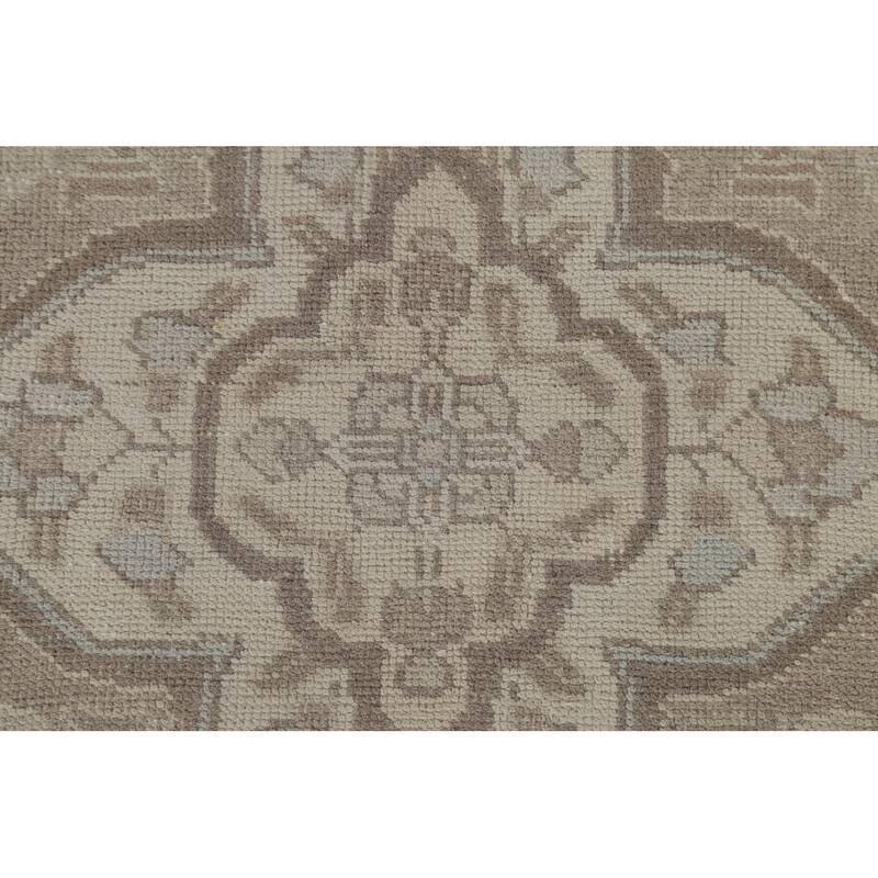 Distressed Beige Tabriz Persian Vintage Rug Hand-Knotted Wool Carpet - 6'4"x 9'3"