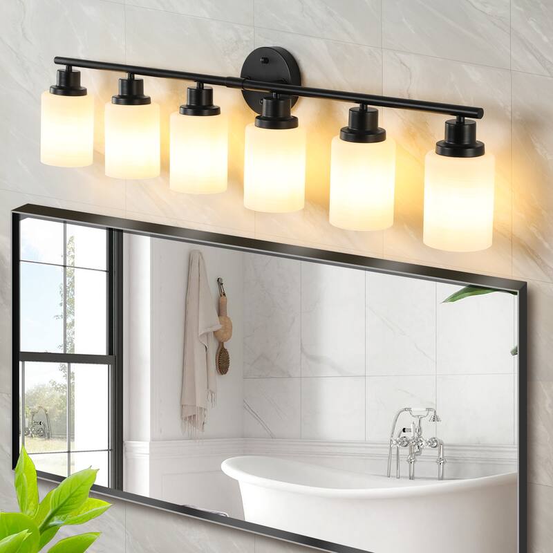 Bathroom Vanity Light 4/5/6-Light Black Finish Fixture - 4-Light