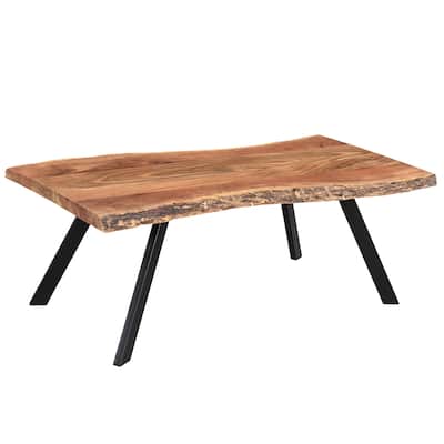 Rustic Industrial Solid Wood Coffee Table in Natural