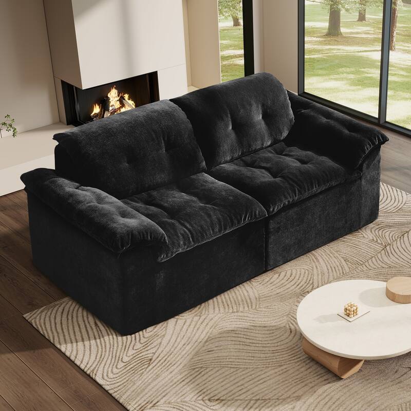 Rossetta Modular Design Cushioned Modular Chenille Fabric Sleeper Loveseat Sofa