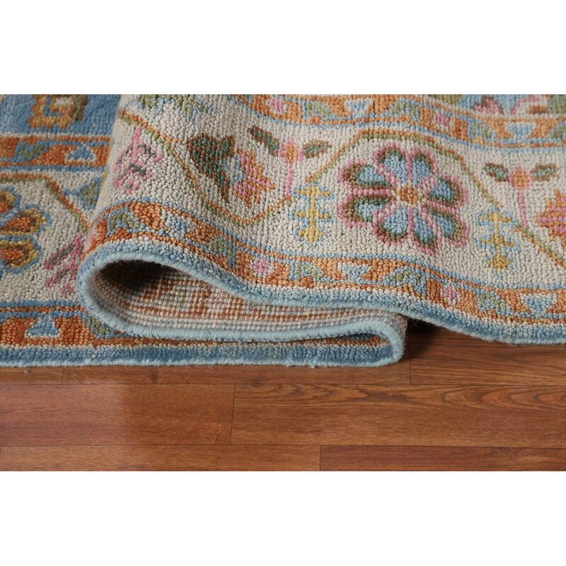 Blue Geometric Heriz Serapi Indian Area Rug Handmade Wool Carpet - 7'10"x 10'0"