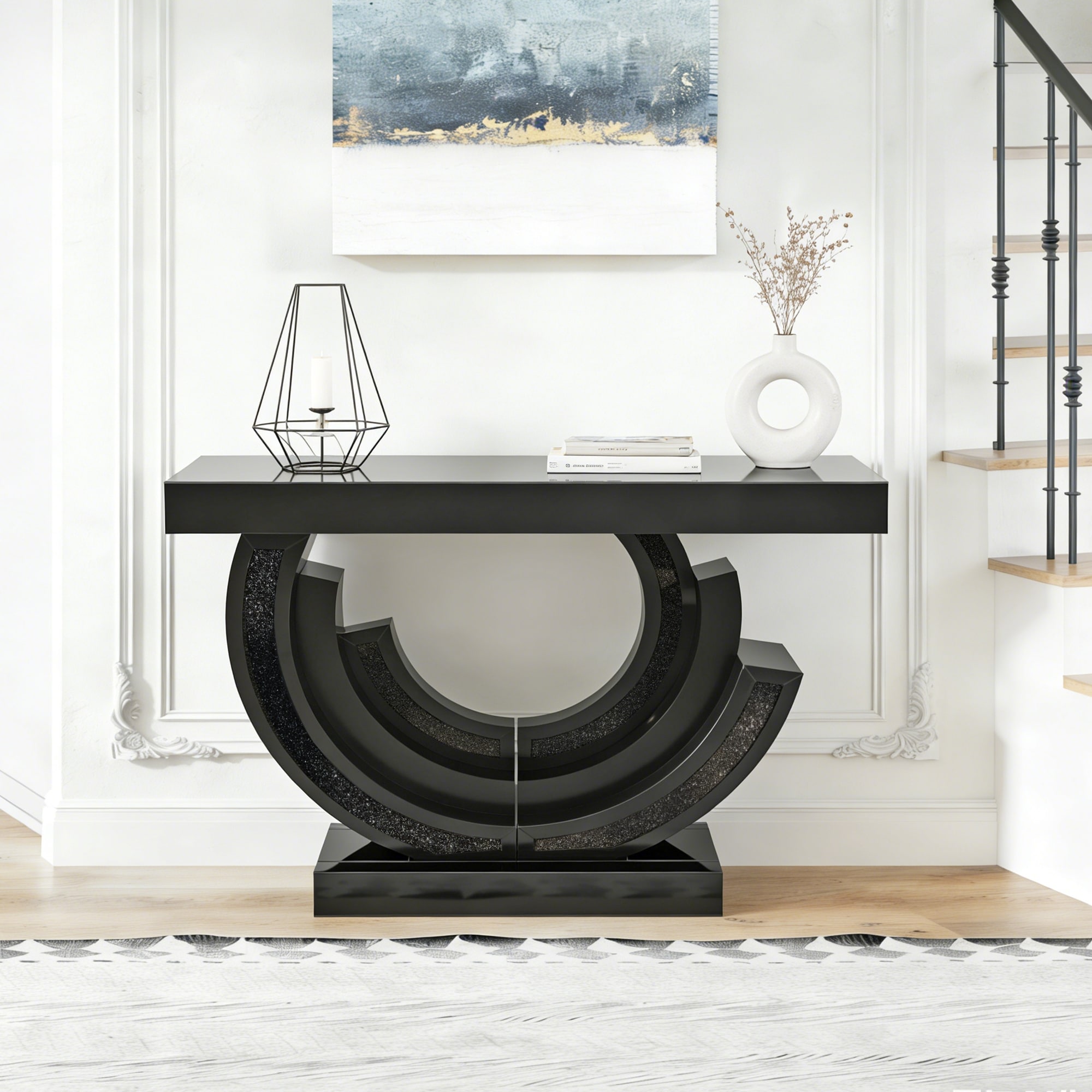 New Design Crushed Diamond Mirrored Console Table, Entryway Table