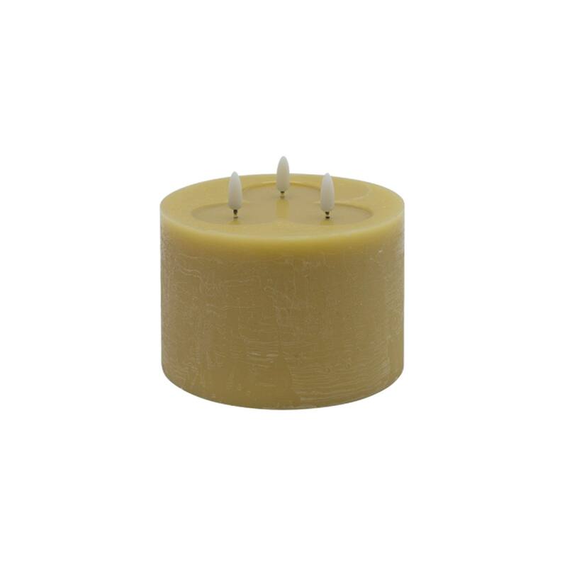 LED Lighted 3 Wicked Flameless Candle - 6" - Champagne Beige