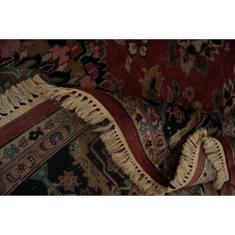 Hand Knotted Oriental 100% Wool Carpet Traditional All-Over Pink Sarouk Area Rug - 9' 9'' X 8' 0''