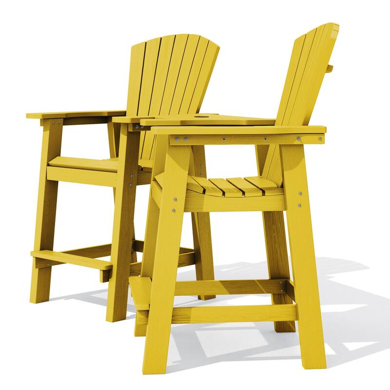 Outdoor Tall Adirondack Chair Set of 2 with Connecting Tray