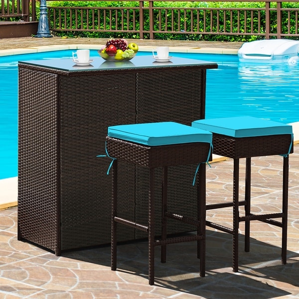 Costway outdoor patio on sale rattan bar counter table