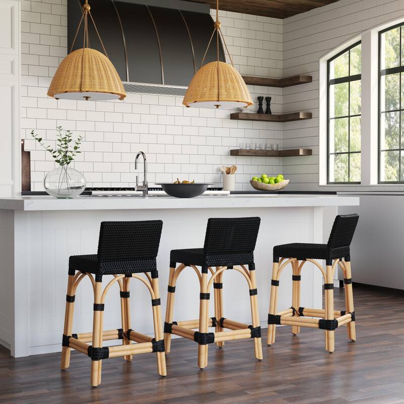 Serienna 24.5"H Seat Rattan Low Back Counter Stool