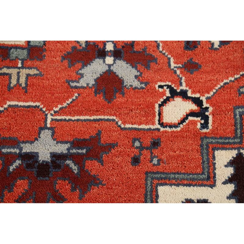 Geometric Heriz Serapi Oriental Area Rug Handmade Wool Carpet - 9'0"x 11'9"