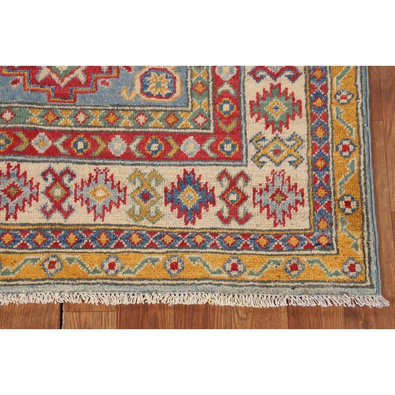 Geometric Kazak Accent Rug Handmade Foyer Wool Carpet - 3'2" x 4'8"