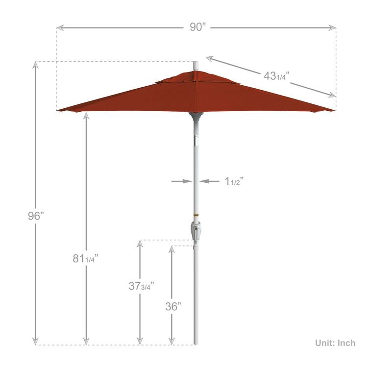 California Umbrella 7.5' Round Crank Lift Push Button Tilt White Aluminum Patio Umbrella with Pacifica Pacific Blue Fabric
