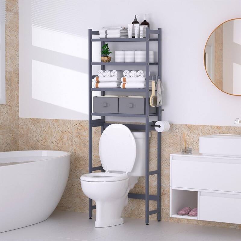 Over The Toilet Storage - 9.17"D x 23.23"W x 65.35"H - Grey