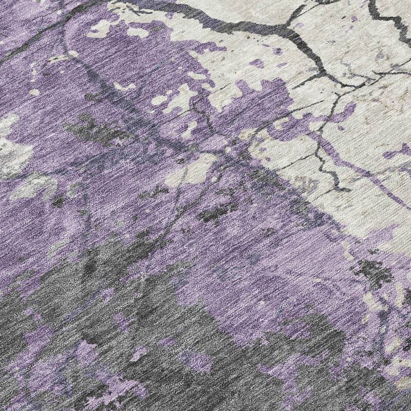 Machine Washable Indoor/ Outdoor Modern Crackle Chantille Rug