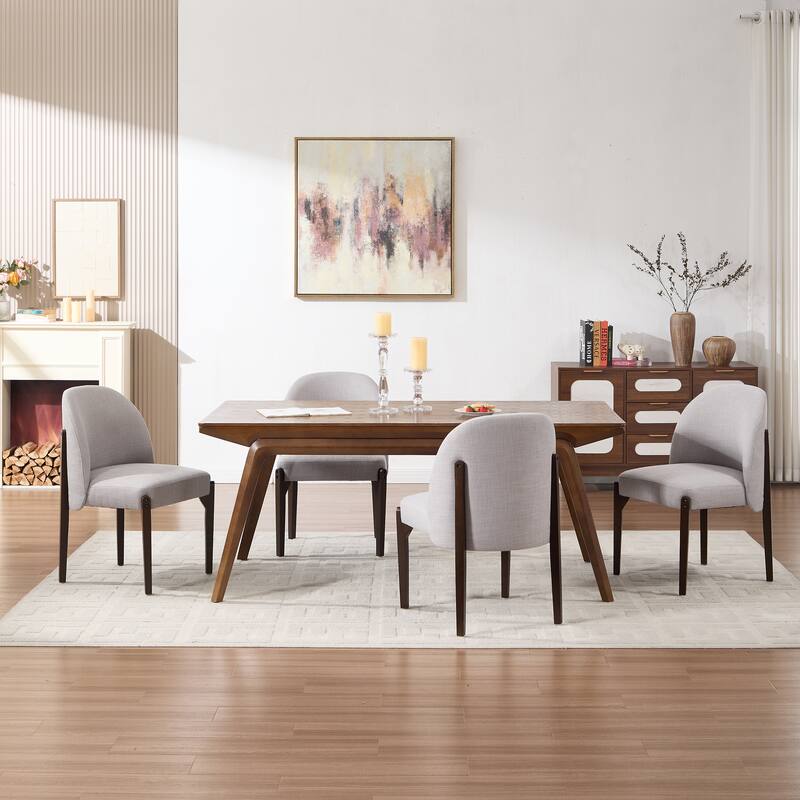 Wooden Dining Chairs Set of 2, Modern Fabric Upholstered Dining Room Chair Kitchen Chairs, Farmhouse Dinner Chair