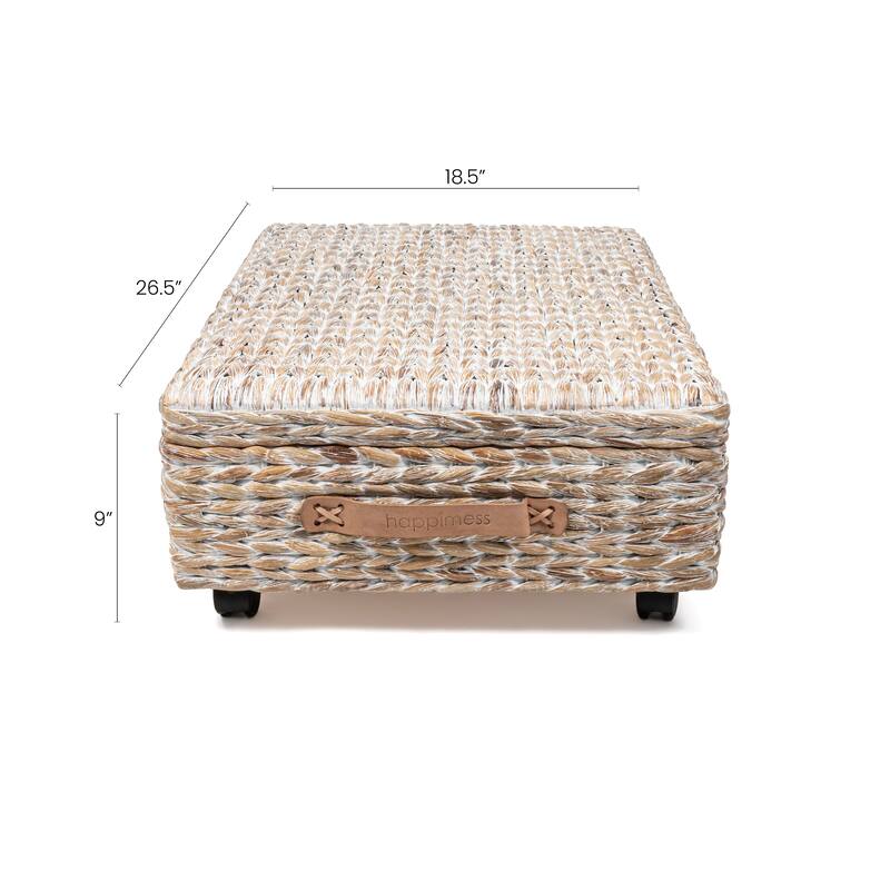 happimess Hyacinth/Wood Underbed Storage Bin with Wheels & Handles
