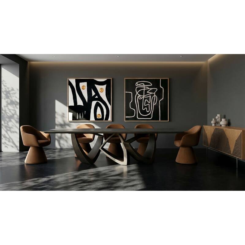 Modrest Risa Modern Rust Fabric Swivel Dining Chair