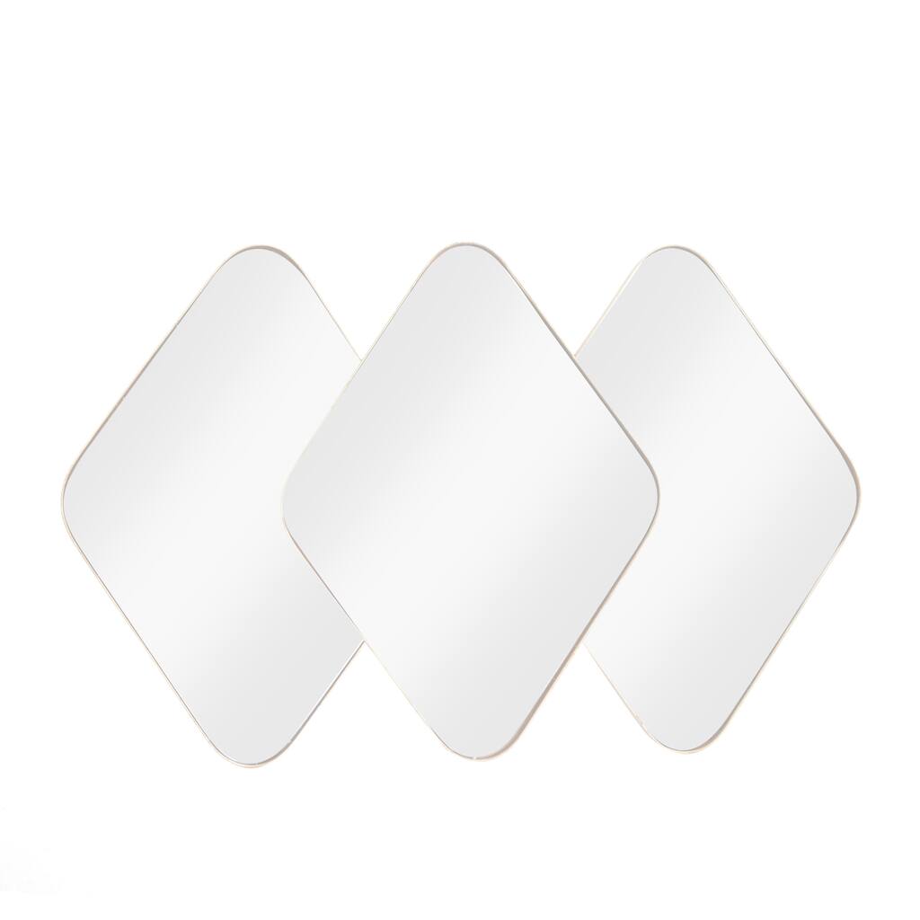 Metal Overlapping Diamond Wall Mirror with Gold Frame - Gold - CosmoLiving by Cosmopolitan - 3"W x 43"L x 28"H