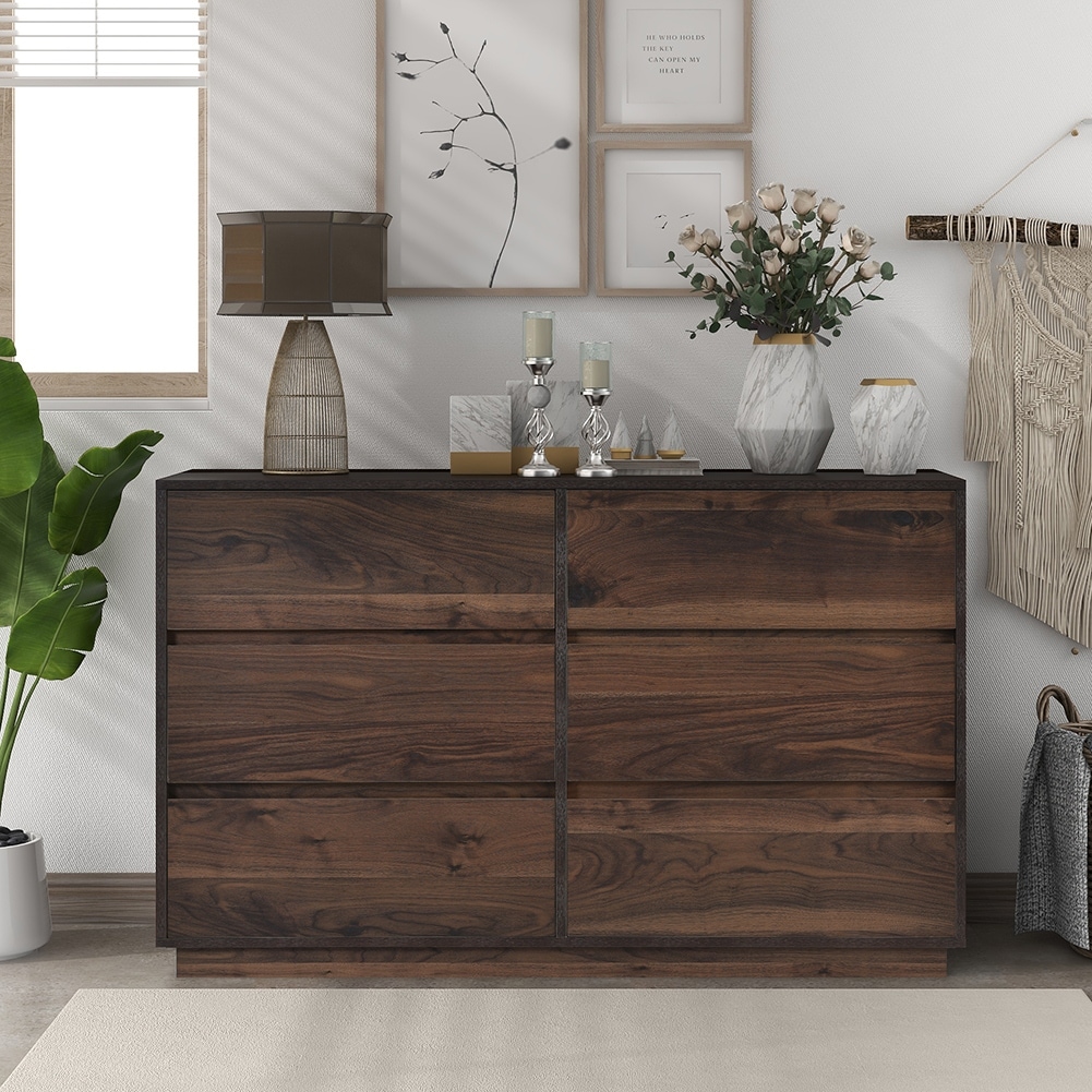 Mid-Century Modern 6 Drawers Dresser in Dark Brown - Bed Bath & Beyond