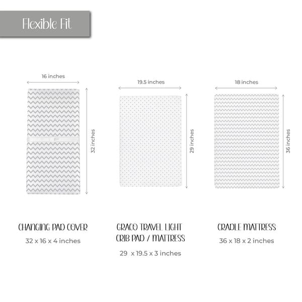 dimension image slide 0 of 2, Ely's & Co. Baby Fitted Changing Pad Cover - Cradle Sheet Set - 2 Pack - 32" x 16"
