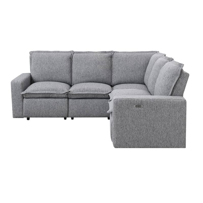 89.76" L-Shaped 5-Seater Sofa with Power Recliner