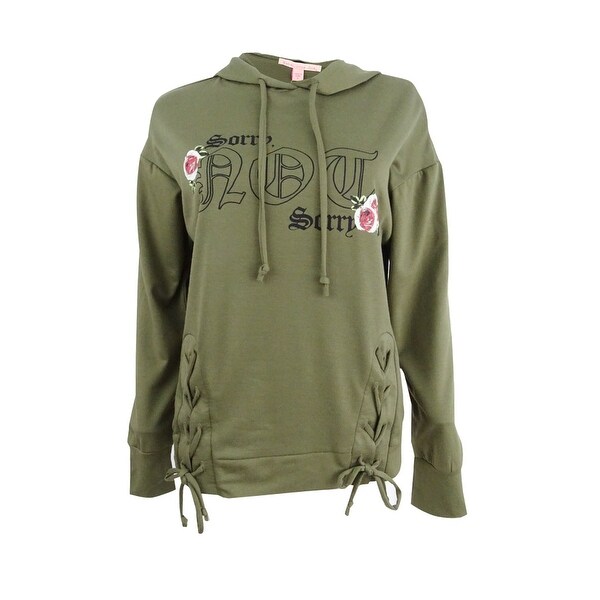 Pretty Rebellious Juniors Lace-Up Graphic Hoodie