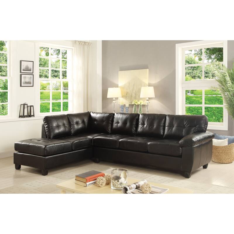 G903B-SC Sectional, Black, PU, Removable Backs, Adjustable Chaise, Hardwood Frame, Pocketed Coil Cushions