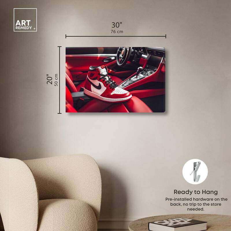 Sneaker Car Red Canvas by Art Remedy, Gallery Wrapped