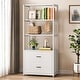 preview thumbnail 2 of 16, 4-Tier White Bookshelf with 2 Drawers, Etagere Standard Book Shelves Display Shelf for Home Office - 60”H x 23.6”L x 15.7”W White