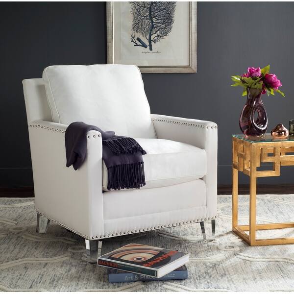 slide 1 of 8, SAFAVIEH Jensen White/ Clear Club Chair - 28.7" x 33.1" x 32.3"
