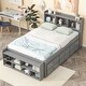preview thumbnail 3 of 28, Full Size Wood Platform Bed with Bookcase Headboard and 6 Drawers