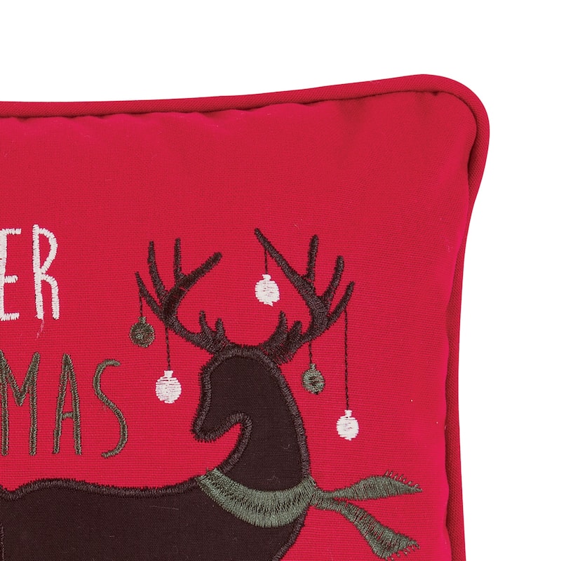 10" x 10" Oh Deer Christmas Embroidered Throw Pillow