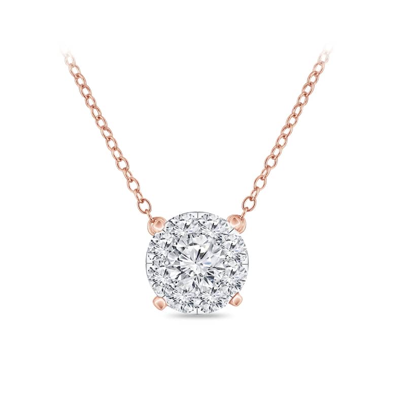 14k Gold Round Shaped 1/10ct TDW Pave Diamond Necklace by Auriya (H-I, I1-I2)
