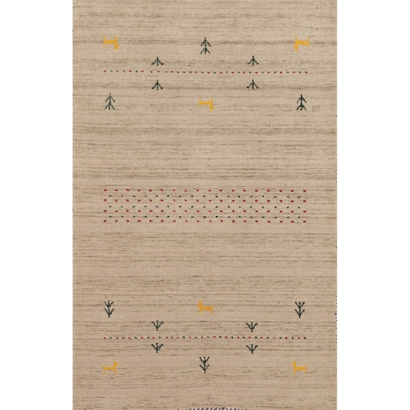 Gabbeh Accent Rug Hand-Knotted Contemporary Wool Carpet - 3'0" x 4'10"