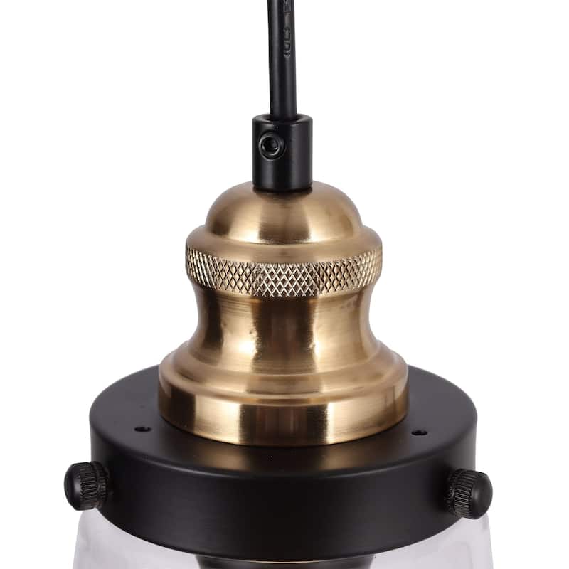 Cozia Farmhouse Mini Black Gold Pendant Light Industrial Linear Lighting Fixture with Clear Glass