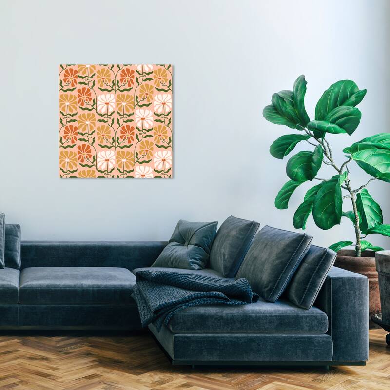 Wynwood Studio Canvas Abstract Flower Vine Pattern Pink and Light Pink Vintage Wall Art Canvas Print