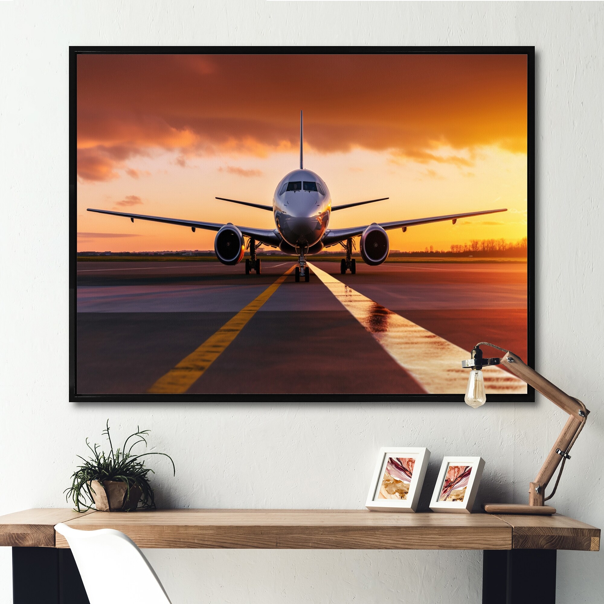 Designart Airplane At Sunset II Plane Framed Canvas Art Print - Bed Bath  & Beyond - 38927494