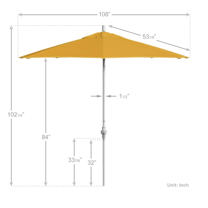 California Umbrella 9' Rd Golden State Series Patio Umbrella White Aluminum Frame Crank Lift Collar Tilt Pacifica Pacific Blue