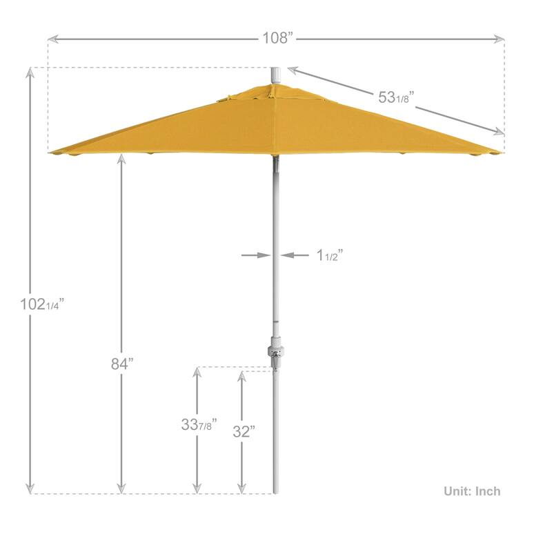 California Umbrella 9' Rd. Aluminum/Fiberglass Rib Patio Umb, Deluxe Crank Lift/Collar Tilt, White Finish, Pacifica Fabric