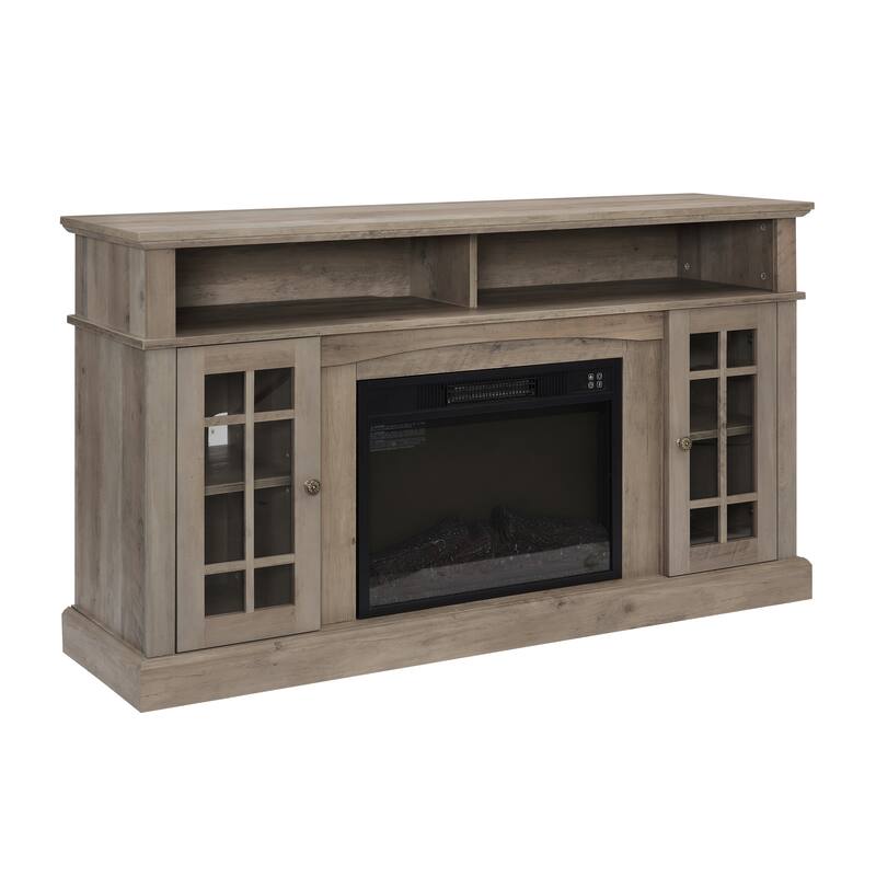 Classic TV Media Stand Modern Entertainment Console with 23" Fireplace Inset.