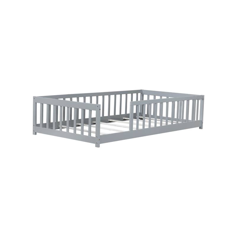 Safe and Fun Floor Bed with Fence for Kids