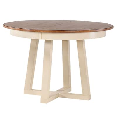 Antiqued Caramel Biscotti Cross Pedestal Dining Table