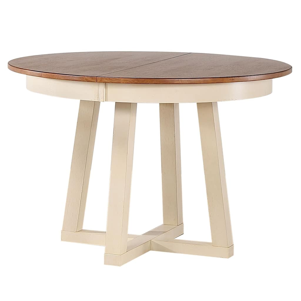 Antiqued Caramel Biscotti Cross Pedestal Dining Table