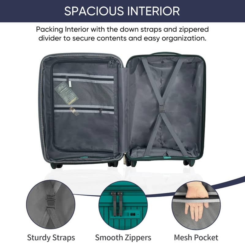 Mixoy Light weight Luggage with Spinner Wheels & YKK Zipper, 3-Piece Suitcase ABS Hardside Luggage Set with TSA Lock