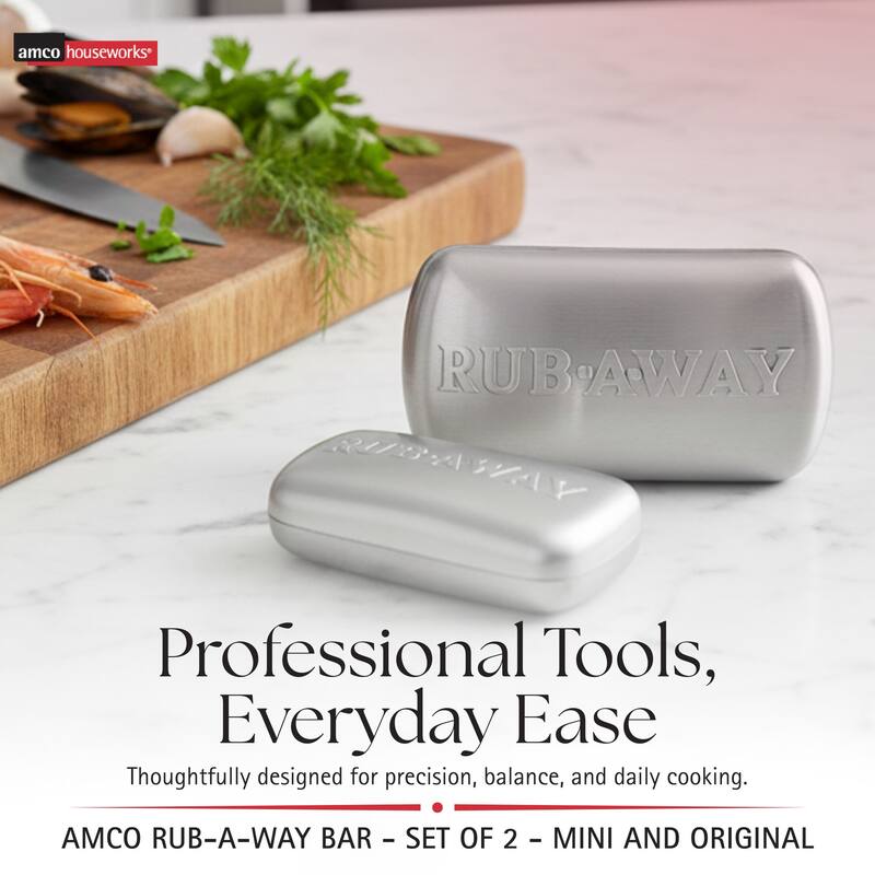 Amco Set of 2 Rub a Way Bars - Silver - 4 x 2.25 in & 3.1 x 0.7 in