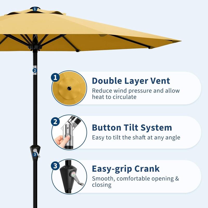 10FT Patio Umbrella with Smooth Crank Lift UV Protection Waterproof for Pool, Deck, Yard, Garden (No Base)