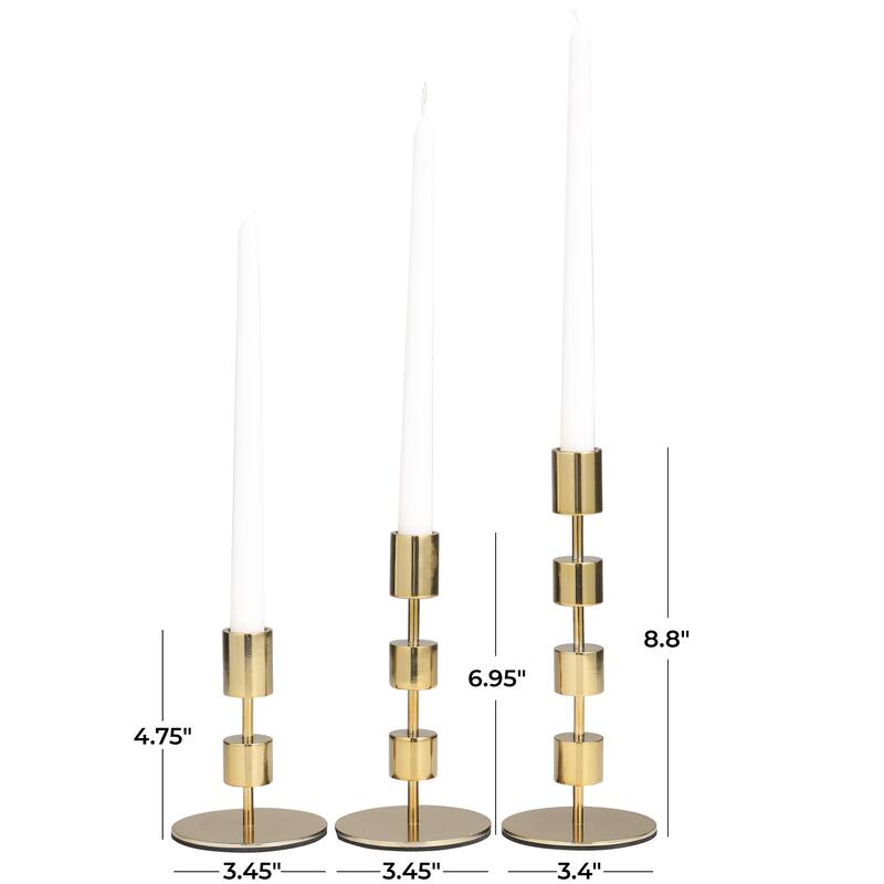 Aluminum Metal Abstract Floating Block Decorative Candle Holder with Rounded Base - Set of 3 Silver or Gold - Roche River Decor