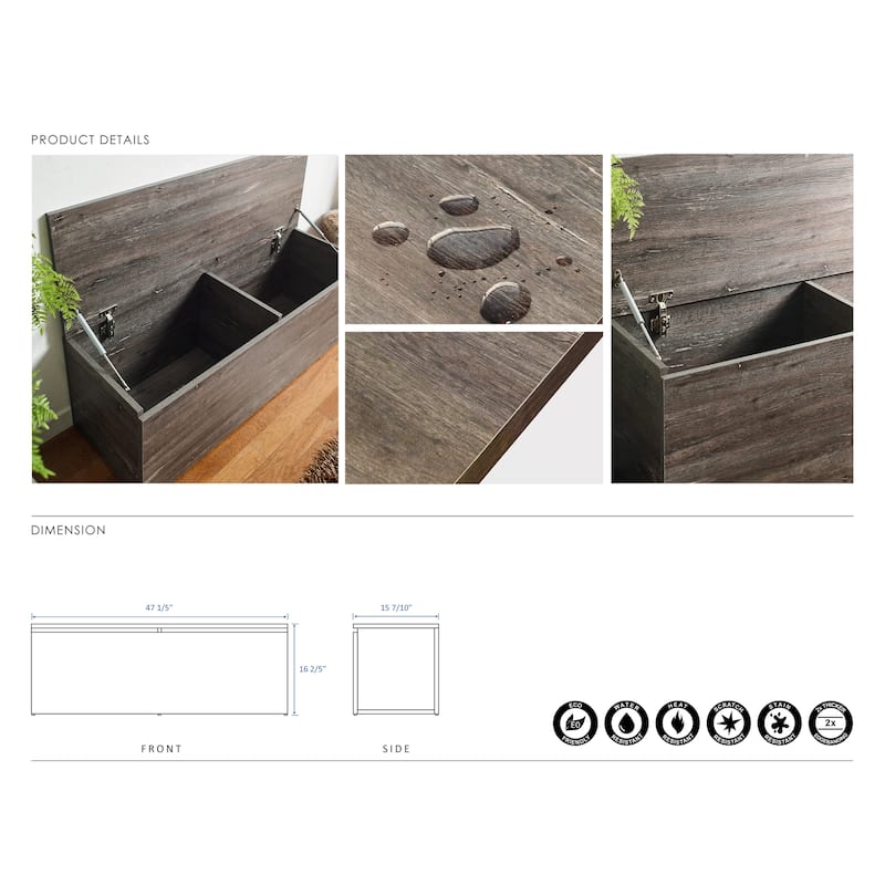 Dean Farmhouse Storage Bench in Rustic Gray